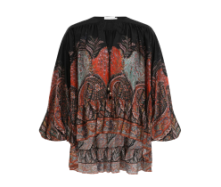 Blusa olgada con estampado de colores obscuros Blusa olgada con estampado de colores obscuros