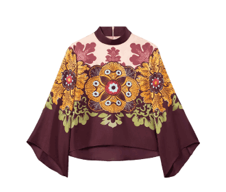 Blusa olgada cafe con estampado de flores