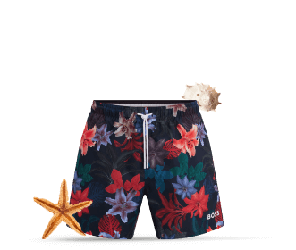 hombre bermudas con estampado de flores tropicales, HOMBRE