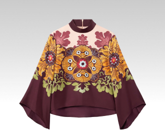 Blusa olgada cafe con estampado de flores