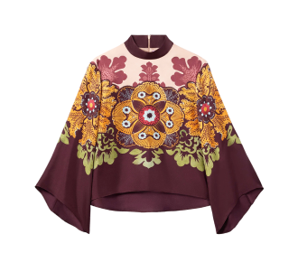 Blusa olgada cafe con estampado de flores