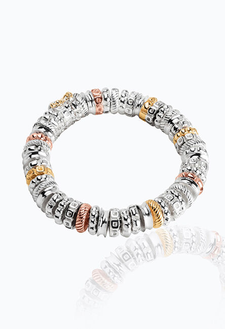 pulsera de esferas doradas y nudos dorados