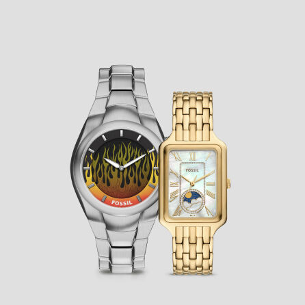 Dos relojes uno plateado y otro dorado, RELOJES