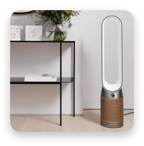 Habitación con mueble y florero y purificador de aire, Aromaterapia & Smart home, Hogar