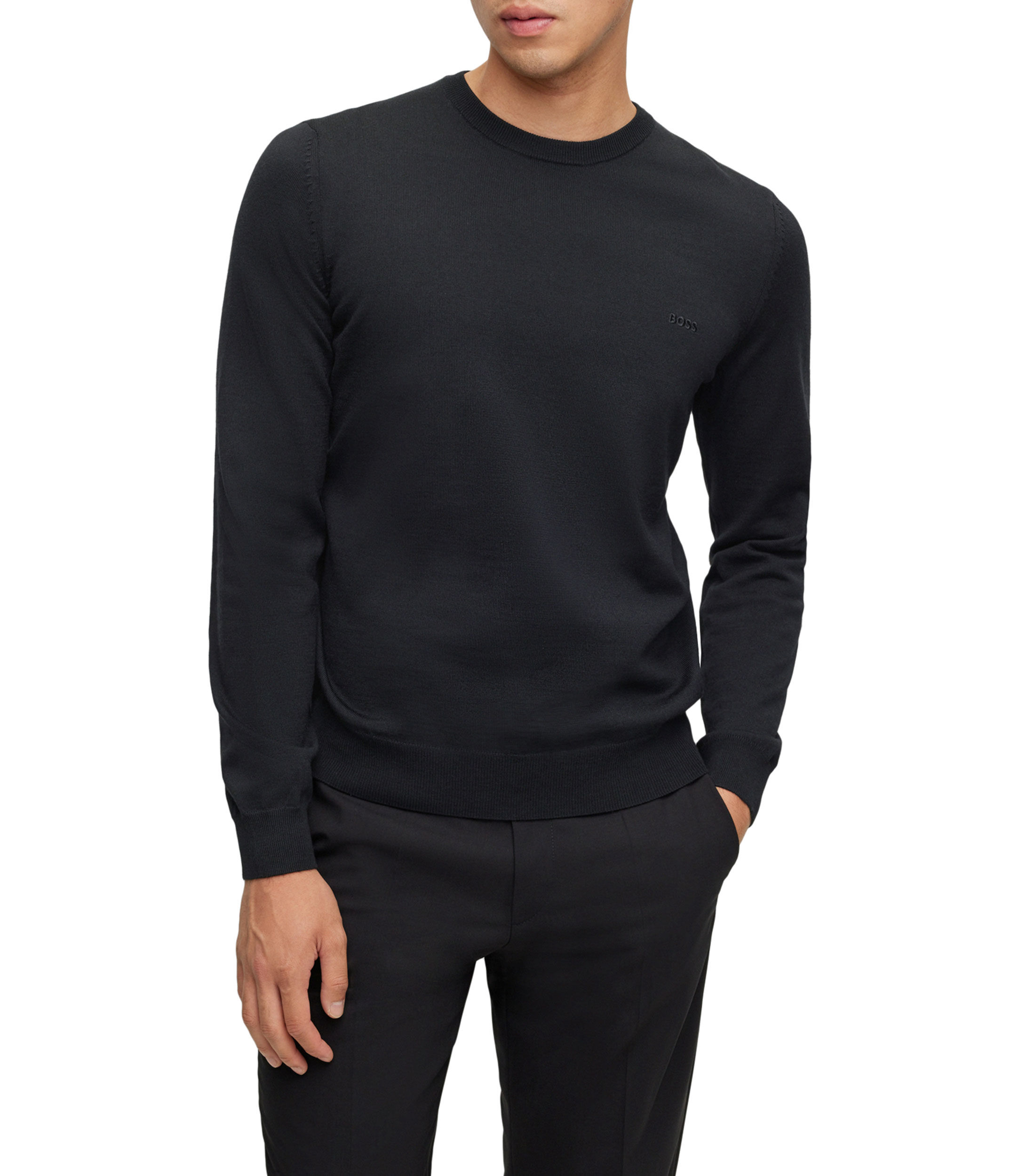 Boss Suéter Boss de lana responsable con logo bordado Hombre El