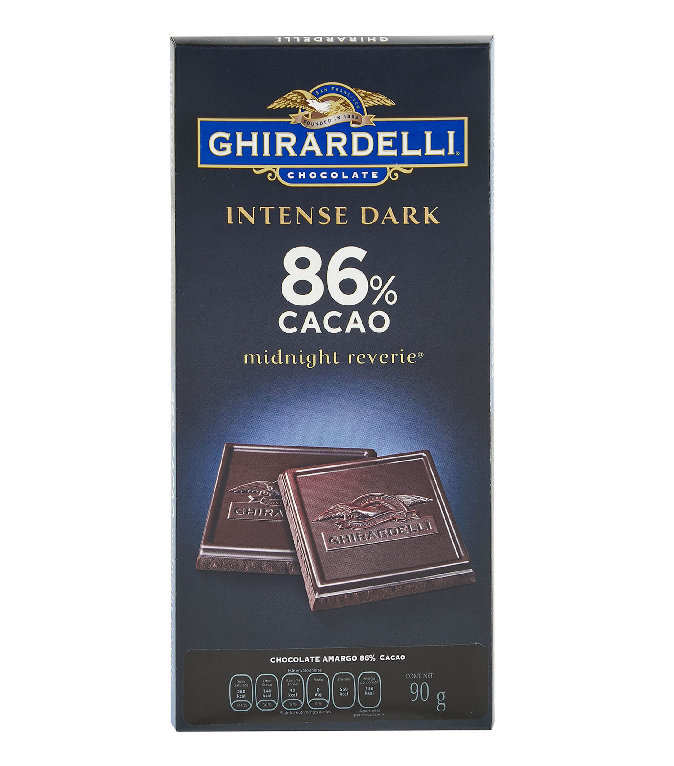 Lindt & Sprüngli Chocolate Intense Dark 86 Cacao Ghirardelli. 90 g