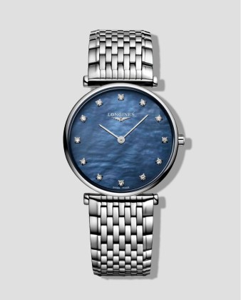 reloj plateado con azul Longines