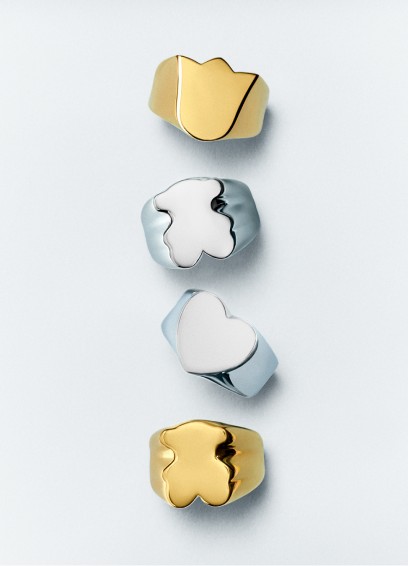 dos anillos plateados y dos dorados TOUS