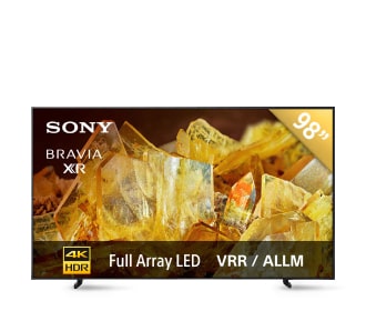 Imagen de una pantalla de la marca SONY con imagenes de cristales de tonos dorados, Electrónica, PLP TV y Video