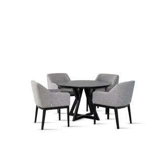 comedor negro con sillas grices