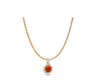 collar dorado con rojo con verde