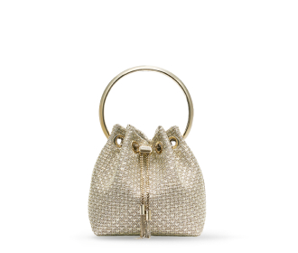 bolso plateado con detalles dorados