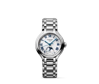 reloj plateado con caratula blanca, LONGINES