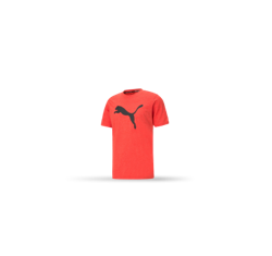 Imagen de una playera roja con estampado del logo de la marca PUMA en color azul.