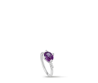 anillo plateado con joya morada TOUS ANILLOS