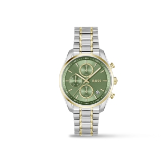 reloj plateado con caratula verde, HUGO BOSS