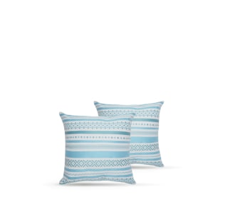 par de cojines con diseño a rayas en color azul y blanco, MUEBLES EXTERIOR