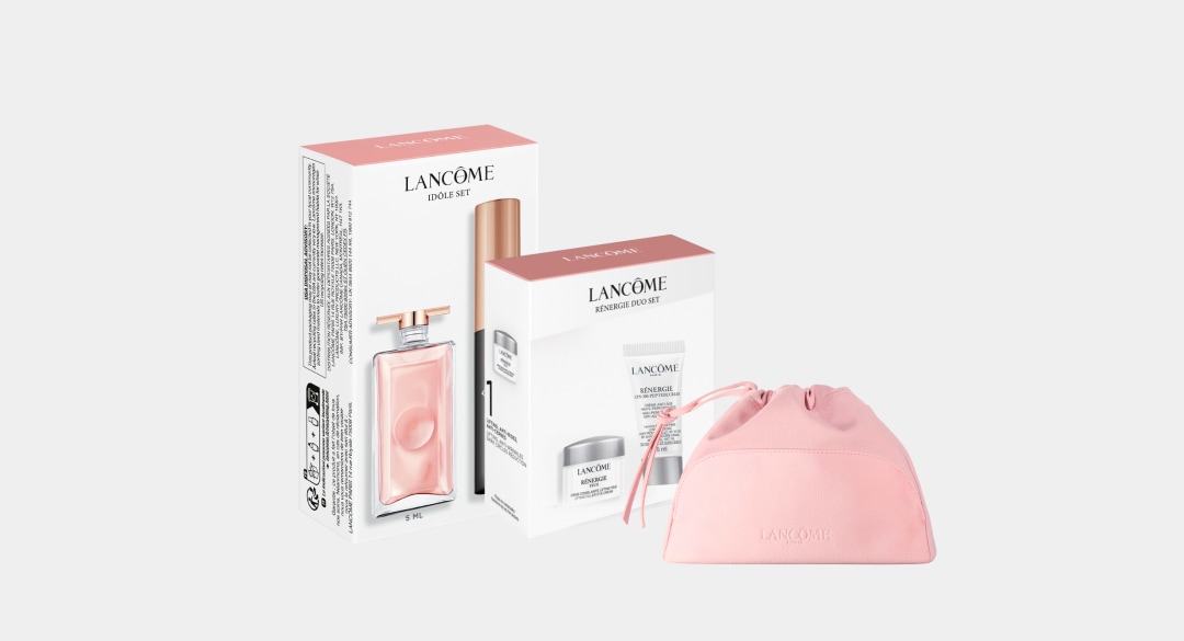 2 mini sets y 1 pouch Lanc&ocirc;me