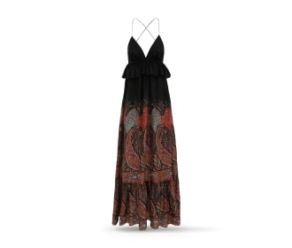 vestido negro con rojo, VESTIDOS, Ropa de lujo para mujer