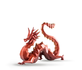 Imagen de una figura de dragon color rojo, LLADRÓ