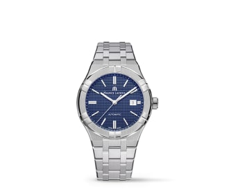 Imagen de reloj plateado con caratula azul Aikon de la marca Maurice Lacroix