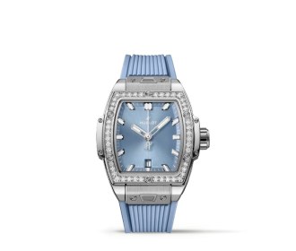reloj azul con plata