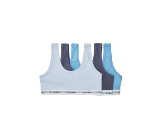 tres tops gris, negro y azul