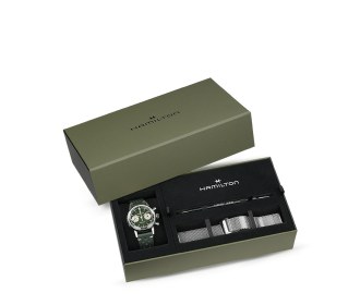 caja de relojes verde. HAMILTON