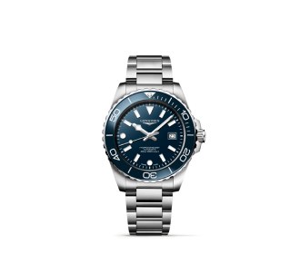 reloj plateado con caratula azul, LONGINES
