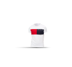 Playera blanca con el logo de la marca TOMMY HILFIGER estampada, Playeras Hombre