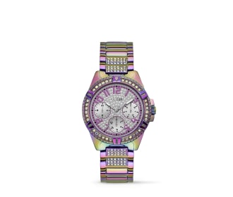 reloj plateado con tonos rosas, GUESS