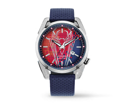 Reloj plateado con correa azul tejida, CITIZEN