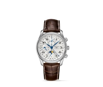 reloj color plateado con correa cafe, LONGINES