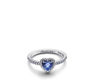 anillo plateado con azul