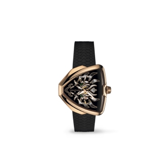 Reloj triangular, negro con dorado. HAMILTON