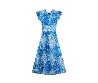 Imagen de un vestido de flores color azul