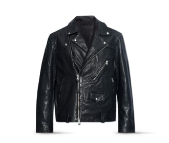 Chamarra de piel negra para hombre, ALLSAINTS