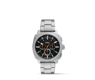 Reloj gris con caratula negra Fossil