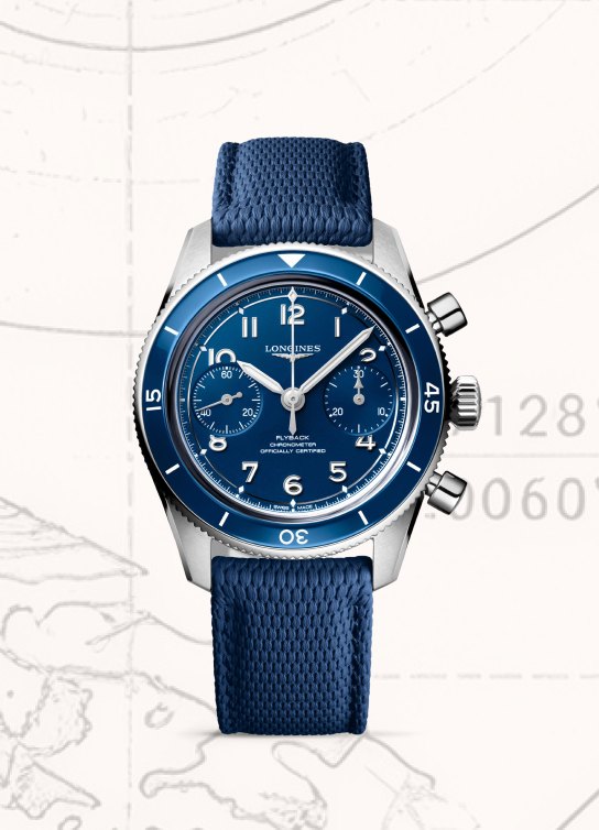 reloj azul con plateado Longines