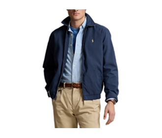 Hombre usando chamarra azul, POLO
