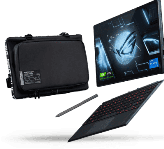 Imagen de una laptop con mochila color negra, ASUS