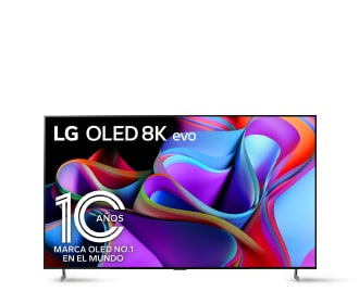 Imagen de una pantalla de la marca LG con lines en tonos amarillos y azules con letres blancas, Electrónica, PLP TV y Video