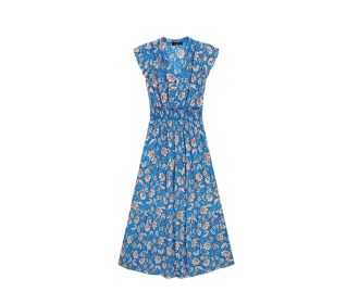 Imagen de un vestido de flores color azul