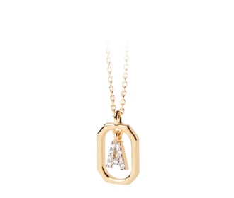 dije dorado con pedreria blanca de la marca PDpaola
