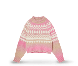 Sueter tejido de color rosa con blanco, Ropa Contemporanea