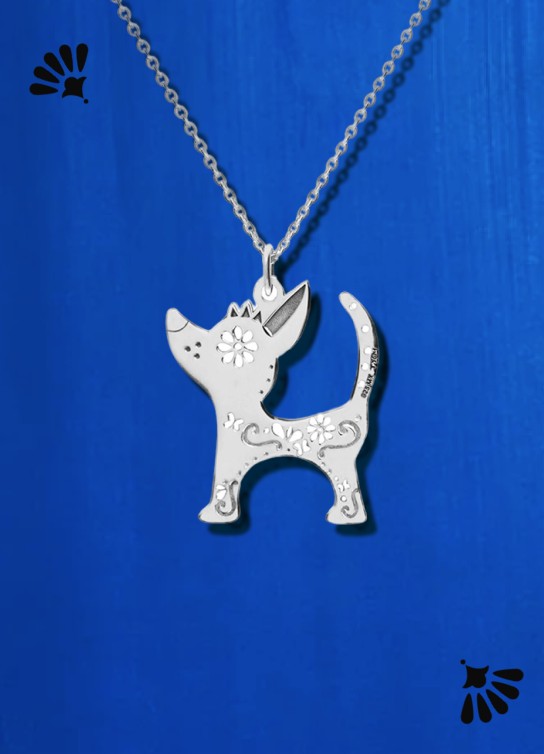 Collar con dije de plata en forma de perro TANYA MOSS