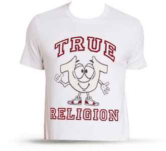 Playera blanca con estampado rojo, TRUE RELIGION