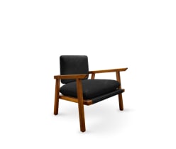 sillon de madera con cojines negros, CASA PALACIO