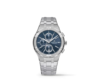 reloj plata con caratula azul