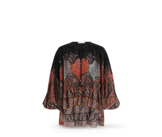 blusa negra con rojo BLUSAS, Ropa de lujo para mujer